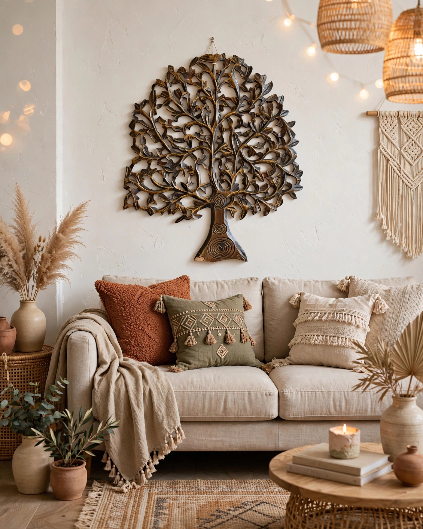 Tree of Life Wooden Wall Art – Handcarved Prosperity Panel
