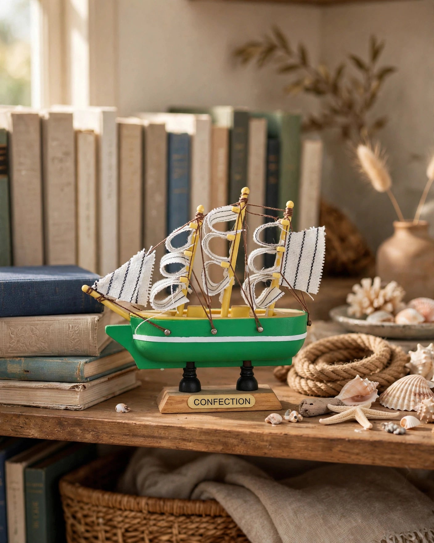 Money Vastu Confection Wooden Sailing Ship Showpiece Collection