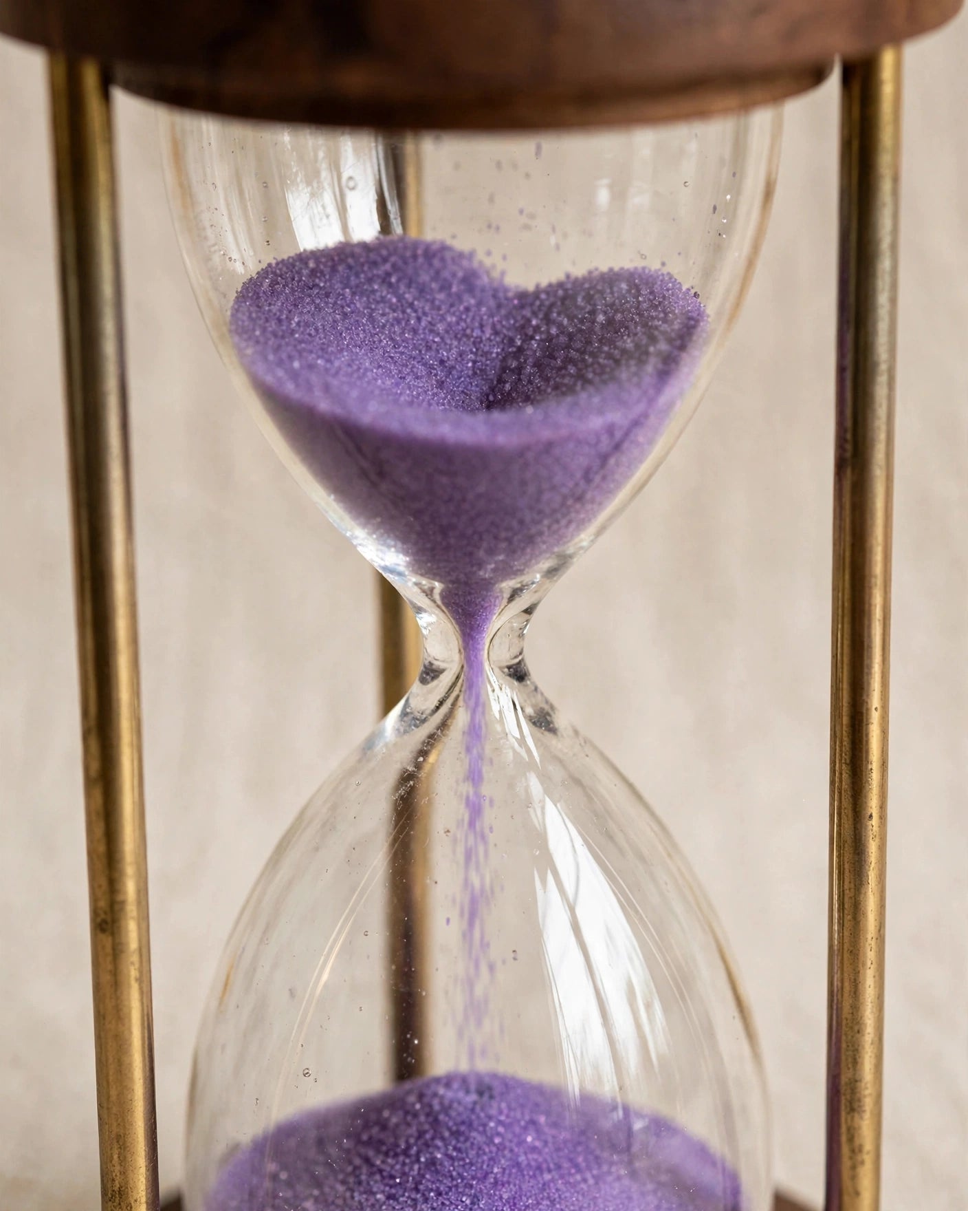 Antique Wooden & Brass Hourglass Sand Timer - 10.5 in