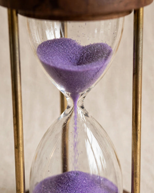 Antique Wooden & Brass Hourglass Sand Timer - 10.5 in