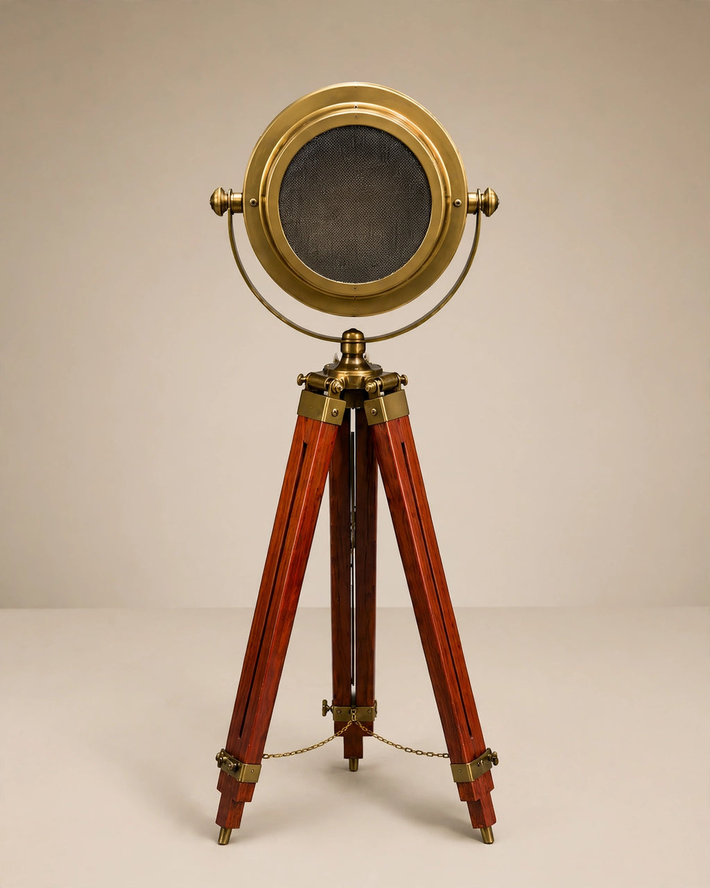 Nishaara Maritime Heritage – Brass Nautical Spotlight Floor Lamp on Teak Tripod