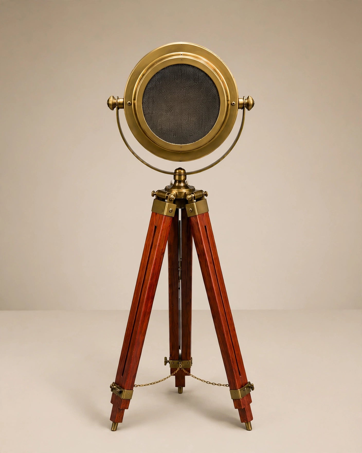 Nishaara Maritime Heritage – Brass Nautical Spotlight Floor Lamp on Teak Tripod