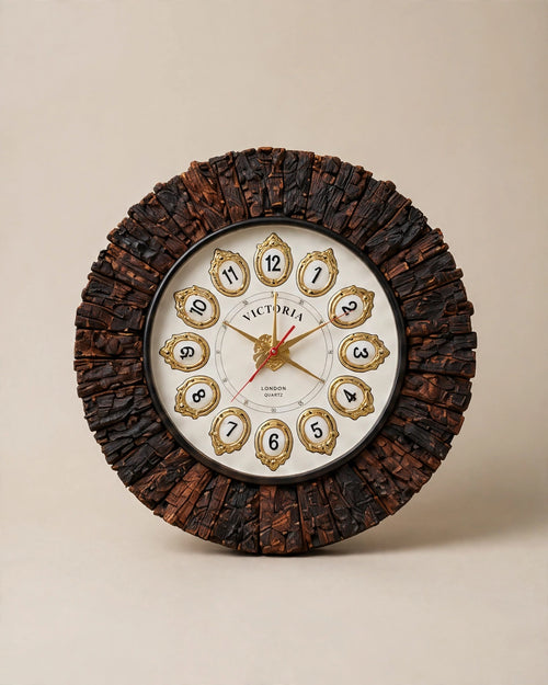Bark Wood – Heritage London Quartz Radial Clock