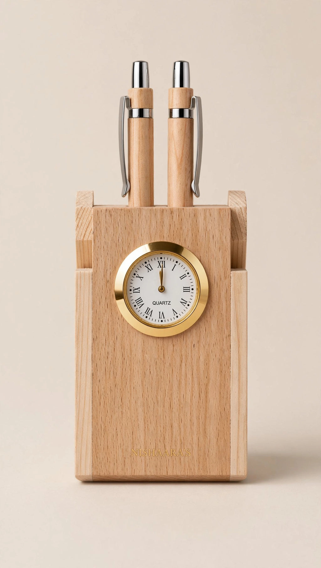 Executive Pen Stand with Quartz Clock