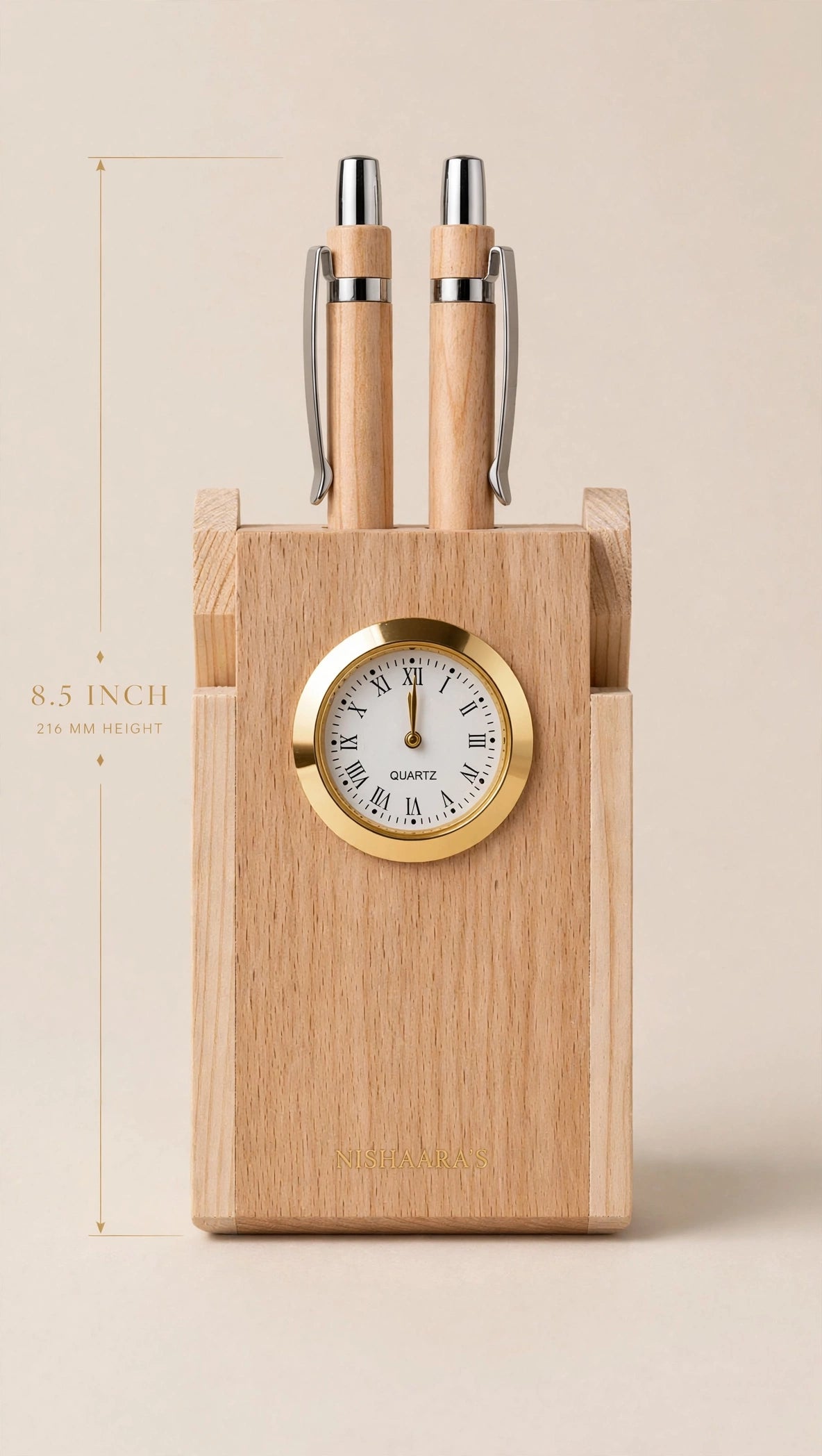 Executive Pen Stand with Quartz Clock