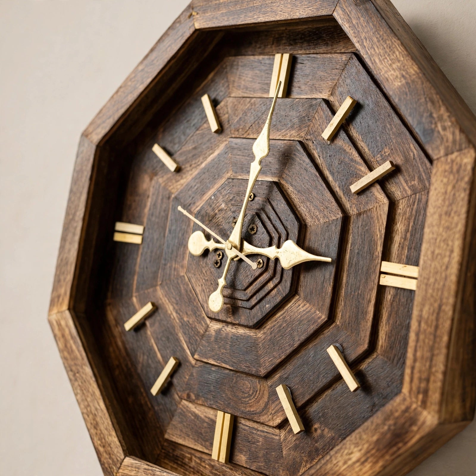 Nishaara's OctaAura – Handcrafted Octagonal Mango Wood Wall Clock