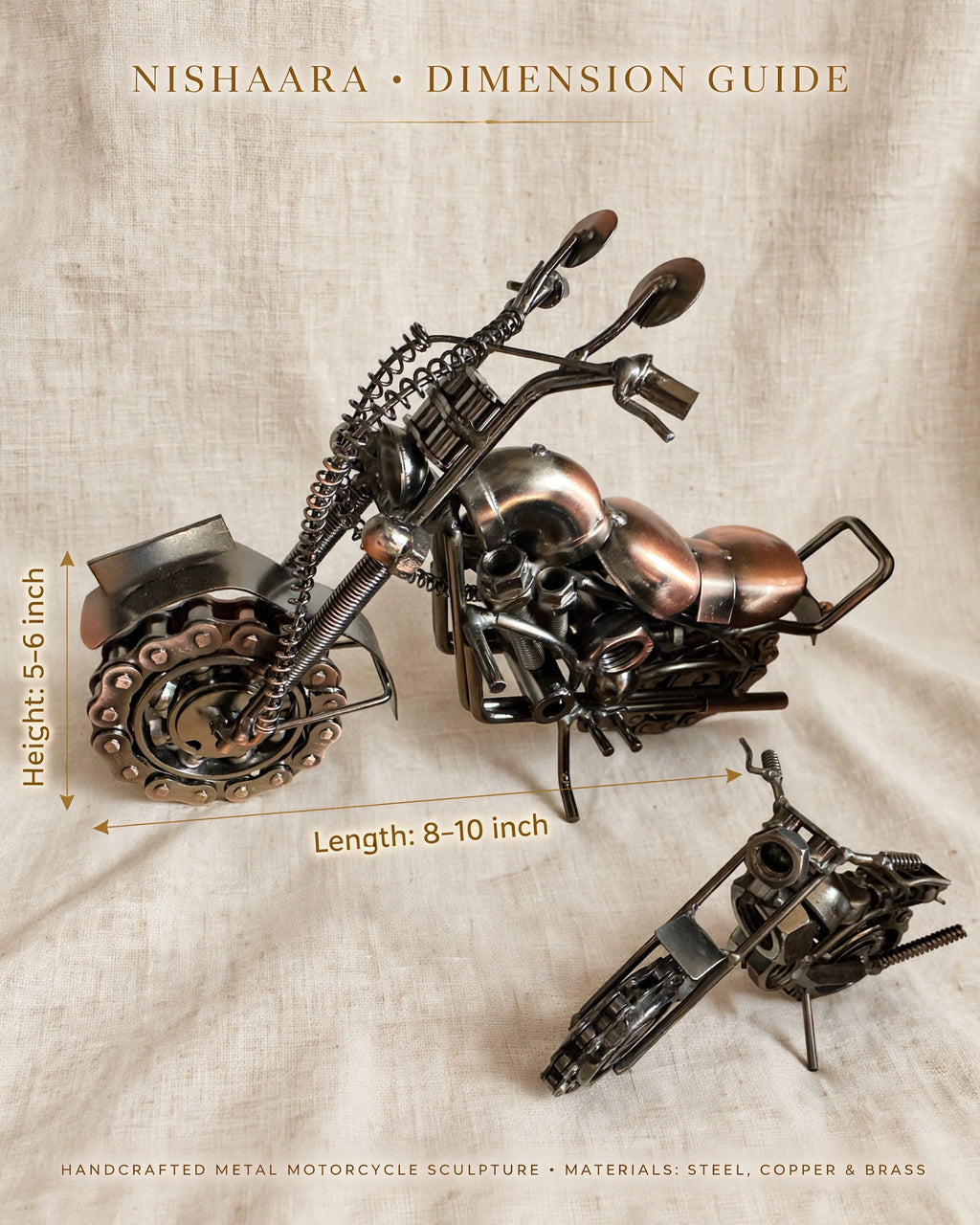 Metal Motorcycle Handcrafted Welded Scrap Art