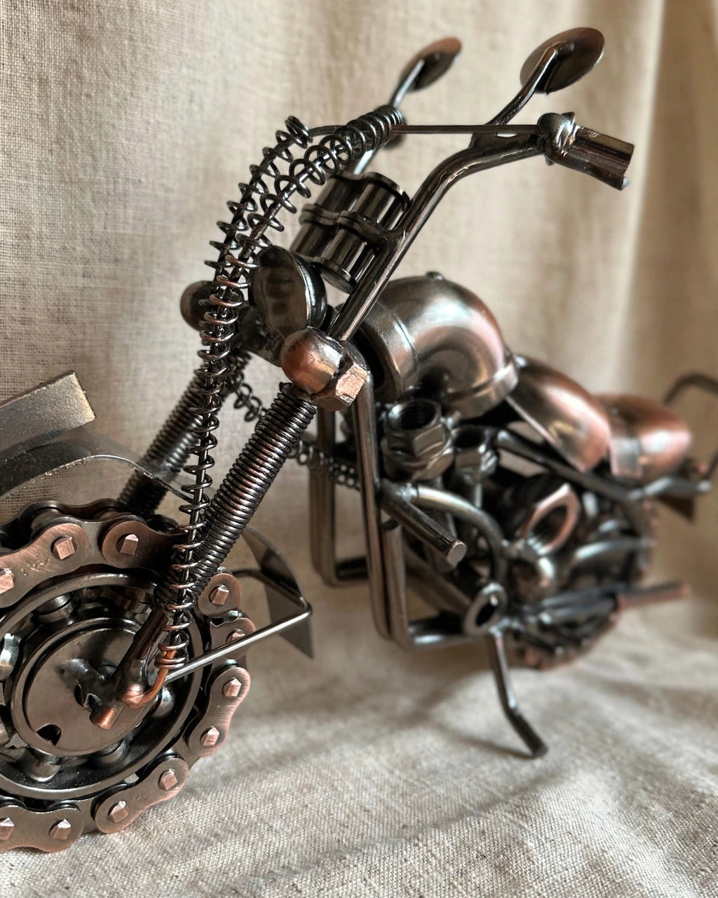Metal Motorcycle Handcrafted Welded Scrap Art