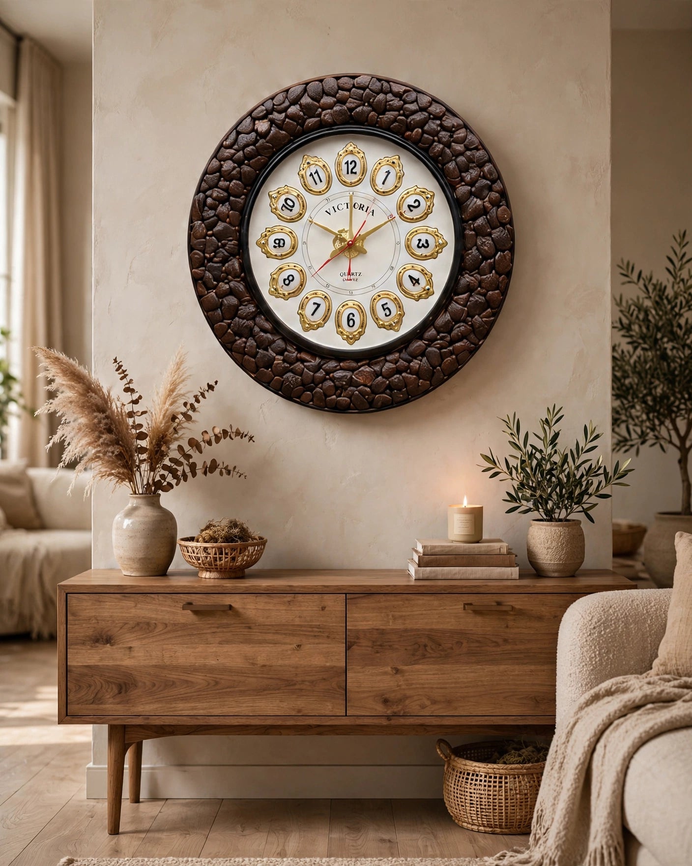 Nishaara's Earth – Natural Brown River Stone Rustic Clock