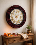 Rudraksha Aura – Spiritual Maroon Beaded Wall Clock