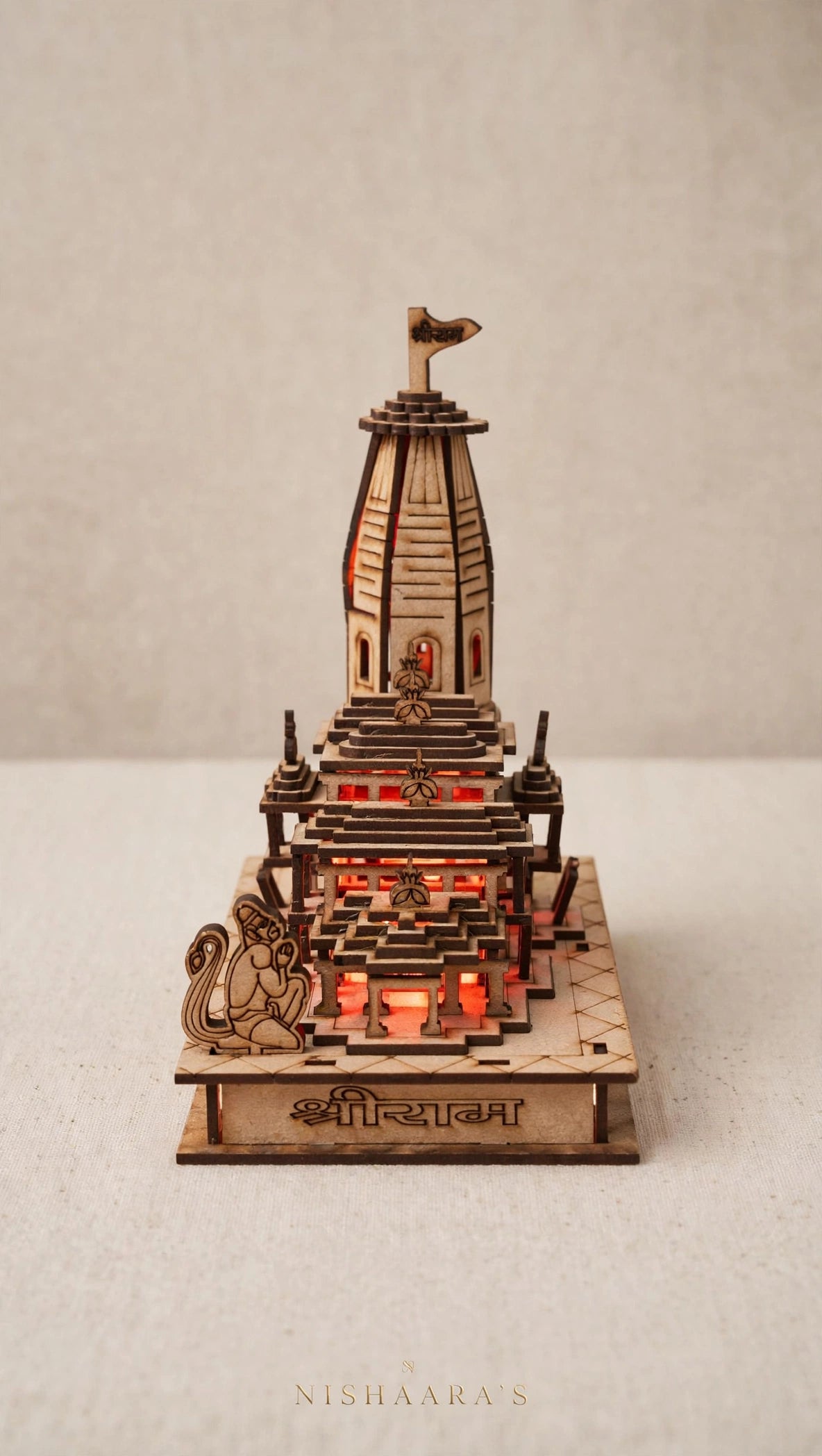 Ayodhya Ram Mandir – Illuminated Wooden Temple with LED