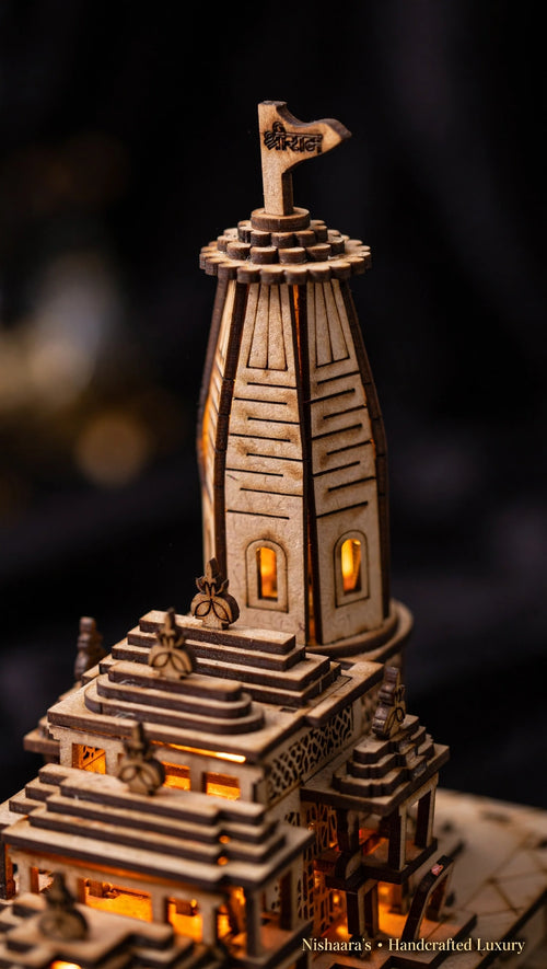 Ayodhya Ram Mandir – Illuminated Wooden Temple with LED