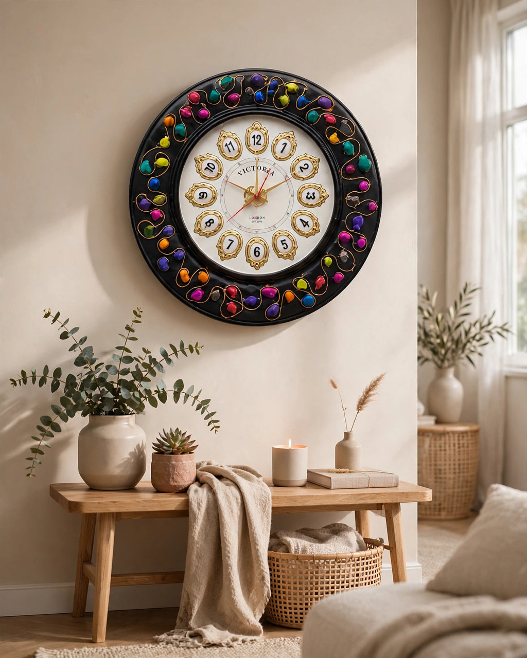 Nishaara's Multicolor Pebble – Bohemian Handcrafted Wall Clock