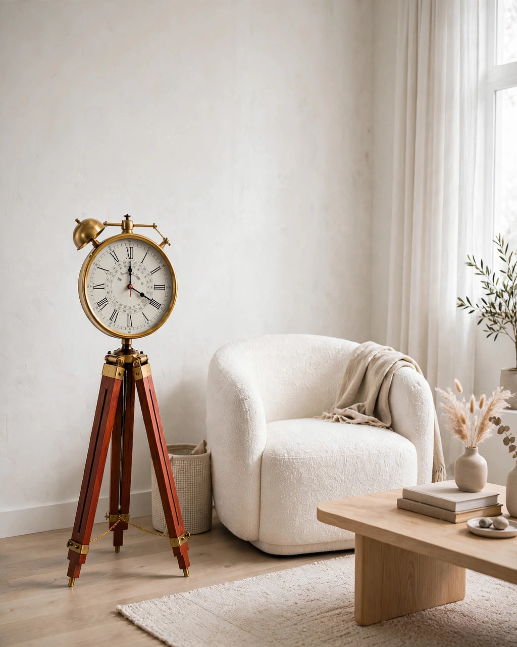 Steampunk Tripod Floor Clock – Vintage Industrial Elegance