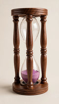 Nishaara’s Royal Hourglass – Turned Sheesham Wood with Amethyst Purple Sand – 10.5 Inch