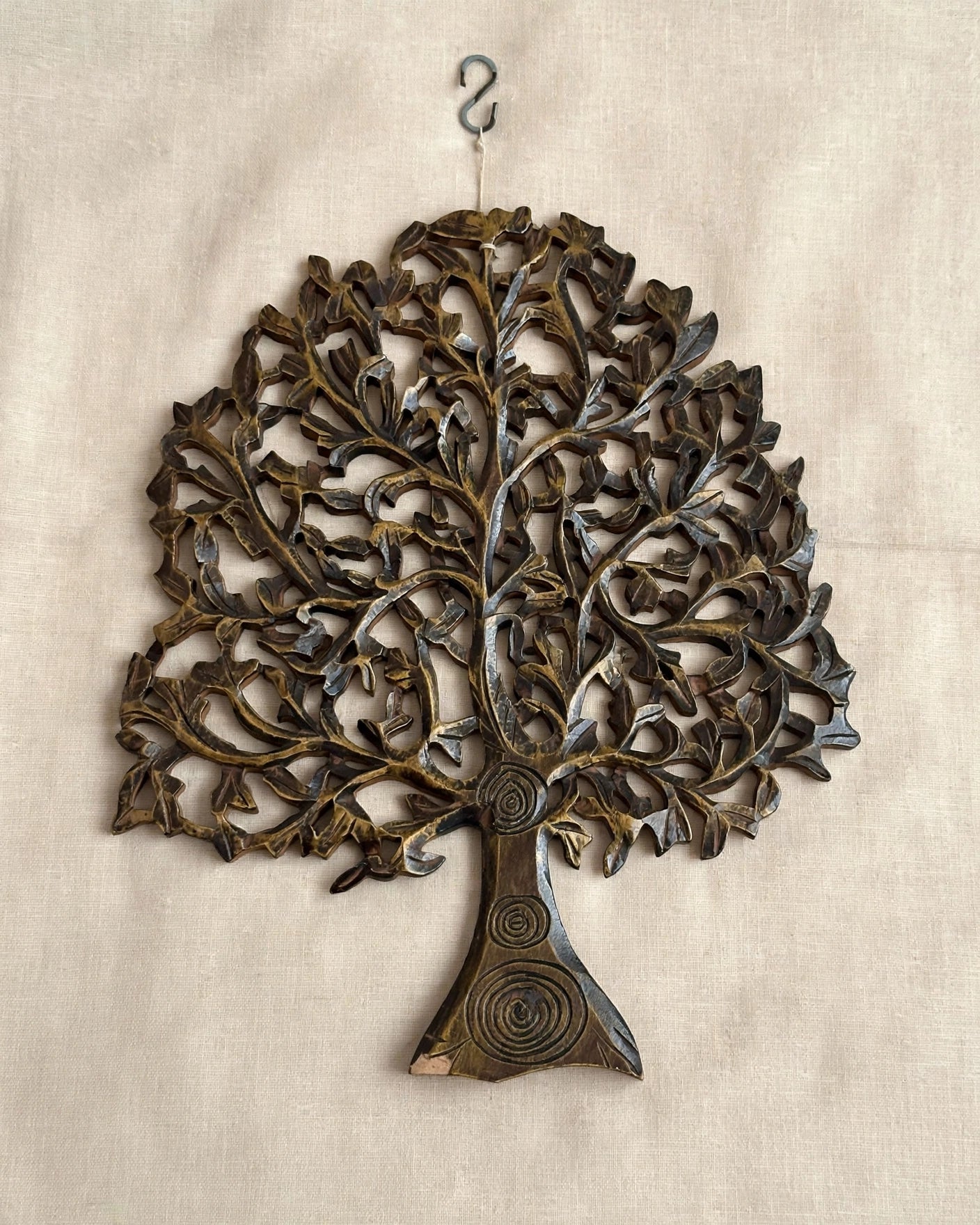 Tree of Life Wooden Wall Art – Handcarved Prosperity Panel