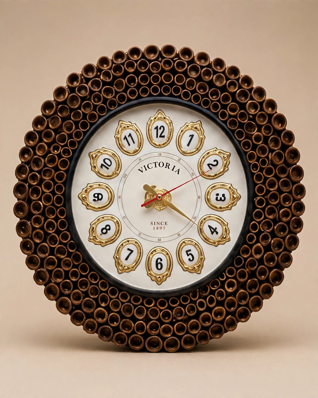 Nishaara's Wooden Coil Wall Clock – Hand-Rolled Coil Border Luxury Clock