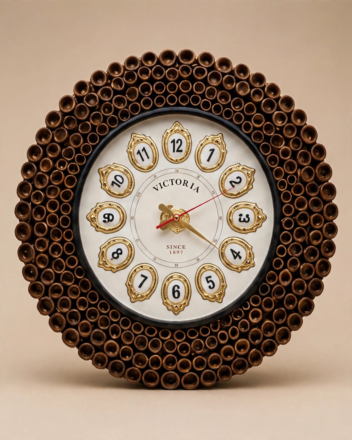 Nishaara's Wooden Coil Wall Clock – Hand-Rolled Coil Border Luxury Clock