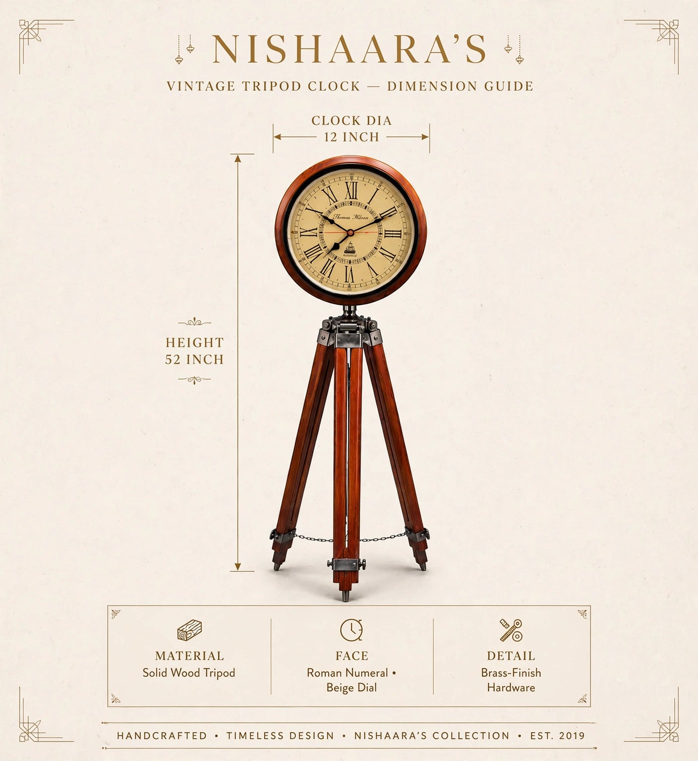 Nishaara Heritage – Vintage Tripod Floor Clock
