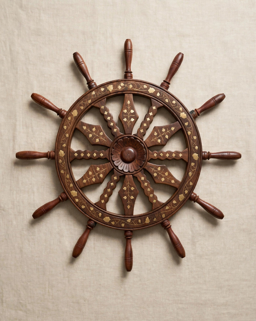 Wooden Ship Wheel Wall Decor | Nautical Coastal Wall Art |