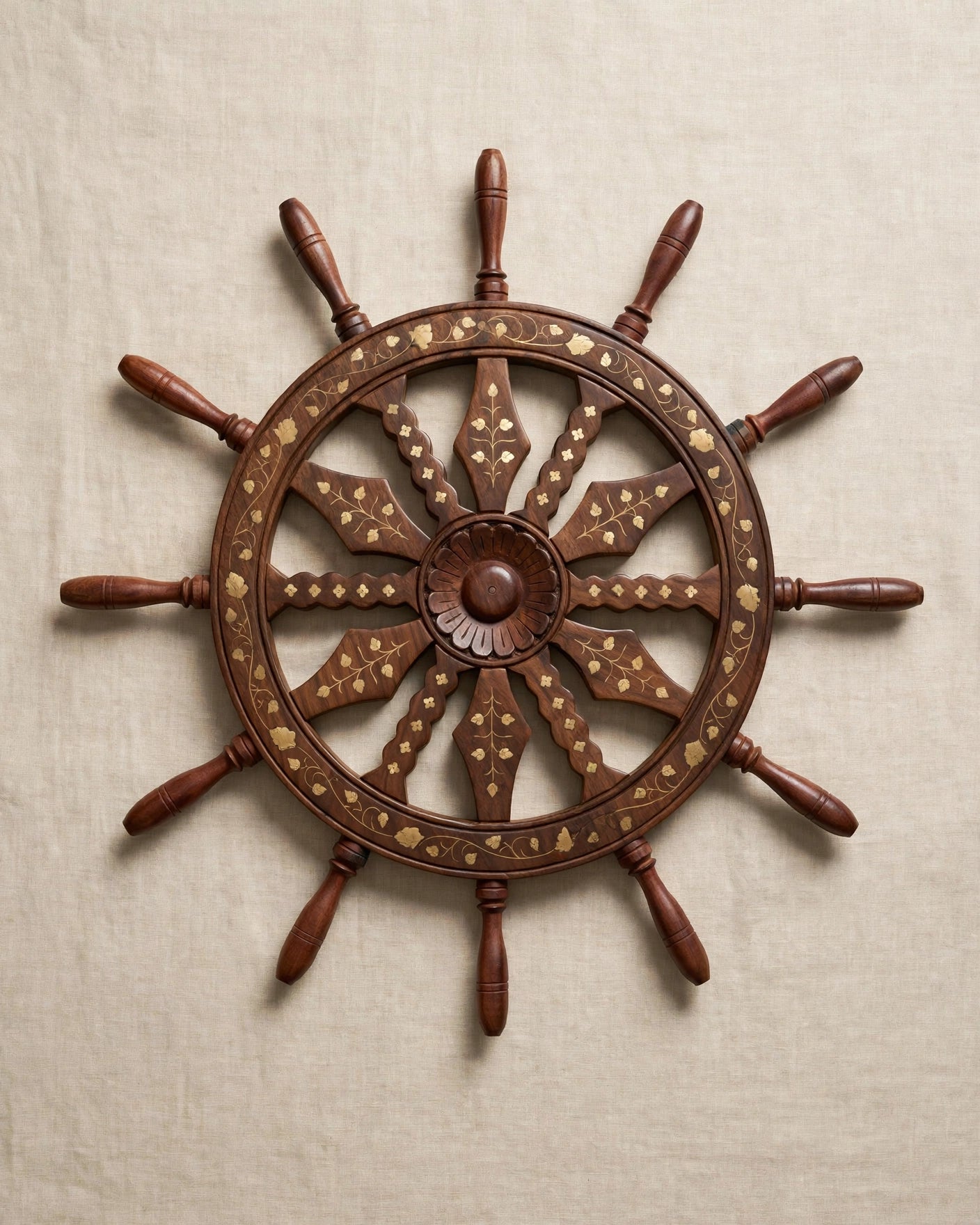 Wooden Ship Wheel Wall Decor | Nautical Coastal Wall Art |