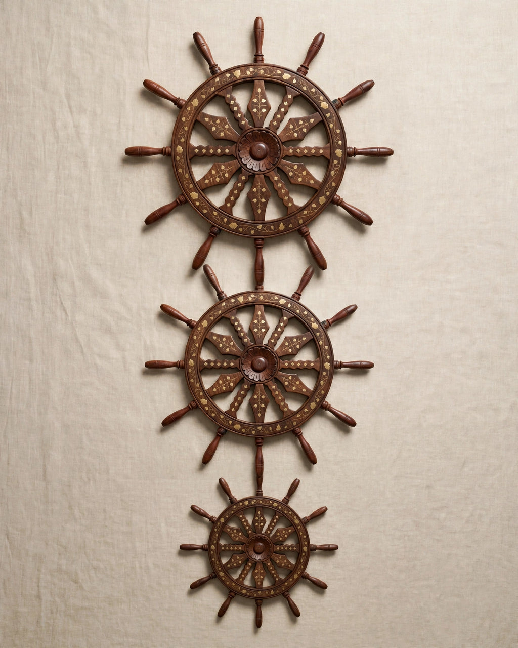 Wooden Ship Wheel Wall Decor | Nautical Coastal Wall Art |