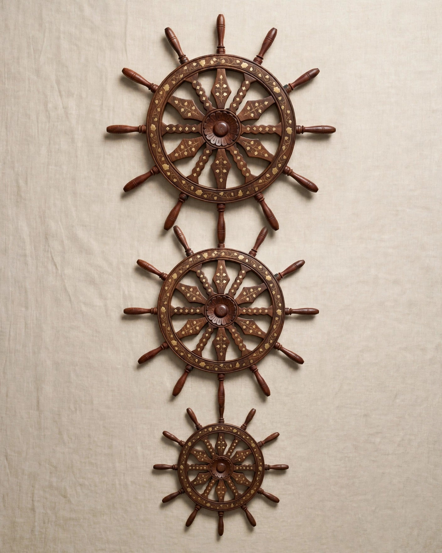 Wooden Ship Wheel Wall Decor | Nautical Coastal Wall Art |
