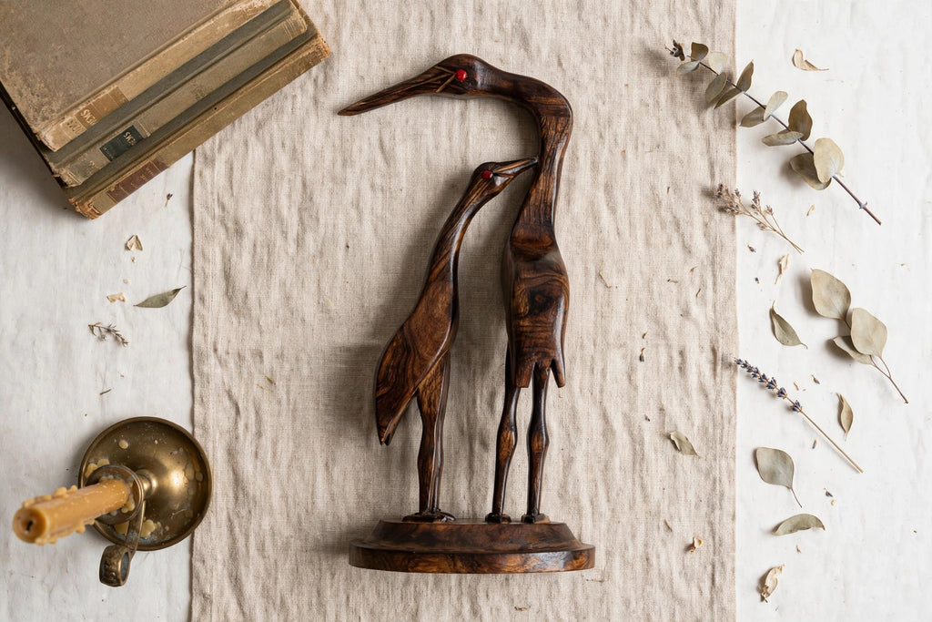 Nishaara's Handcrafted Mango Wood Crane Pair – Symbol of Love & Harmony