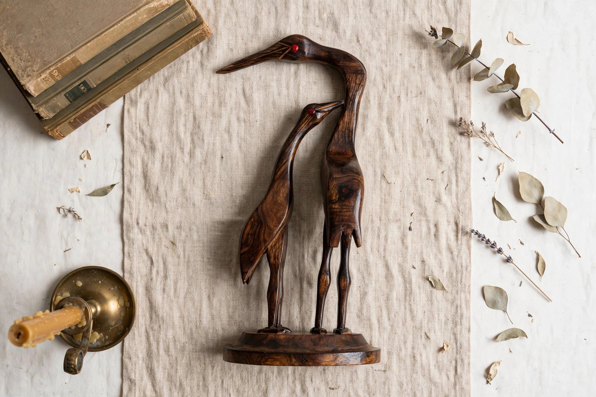 Nishaara's Handcrafted Mango Wood Crane Pair – Symbol of Love & Harmony
