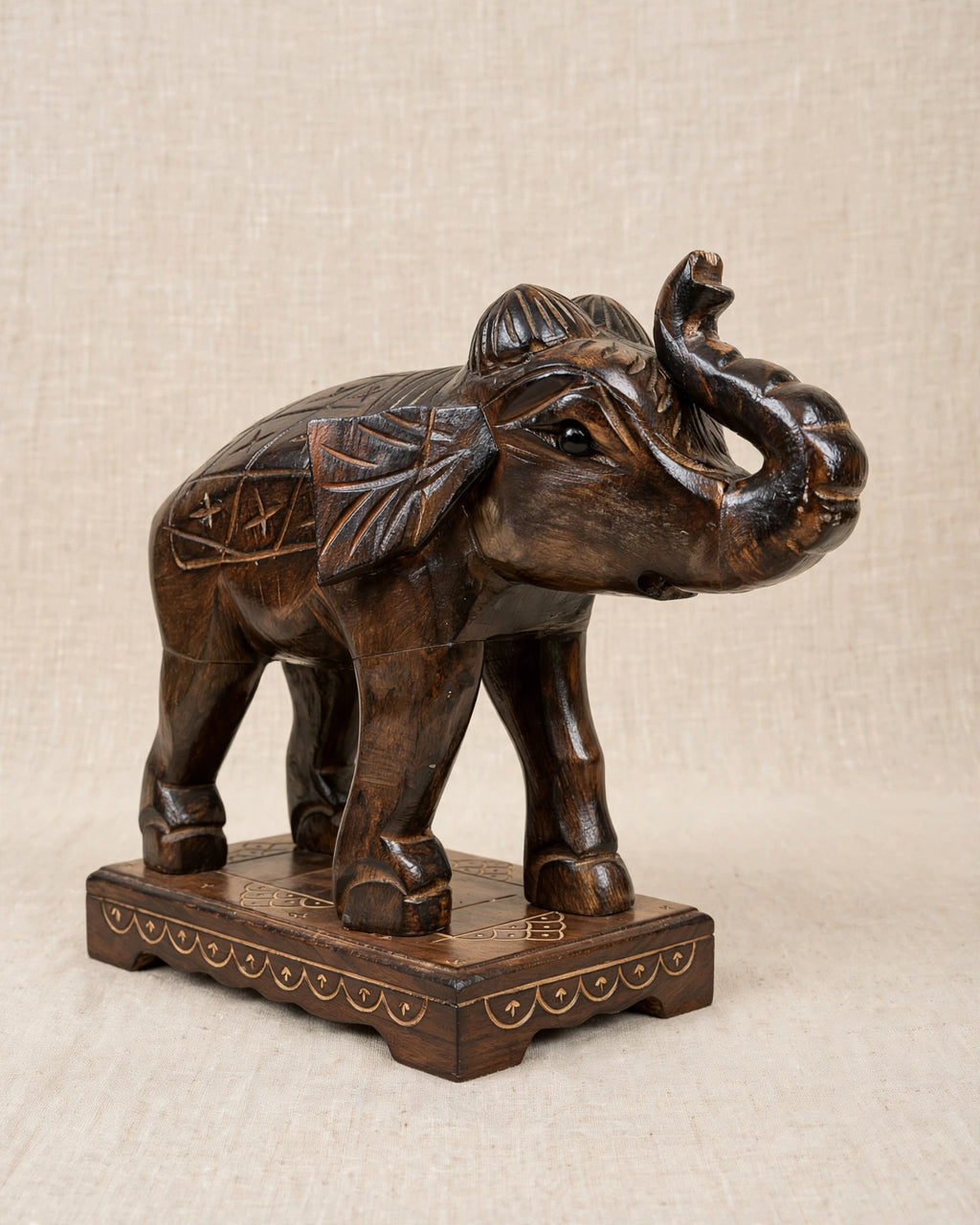 Nishaara's Hand-Carved Lucky Elephant – Trunk Up Prosperity Decor
