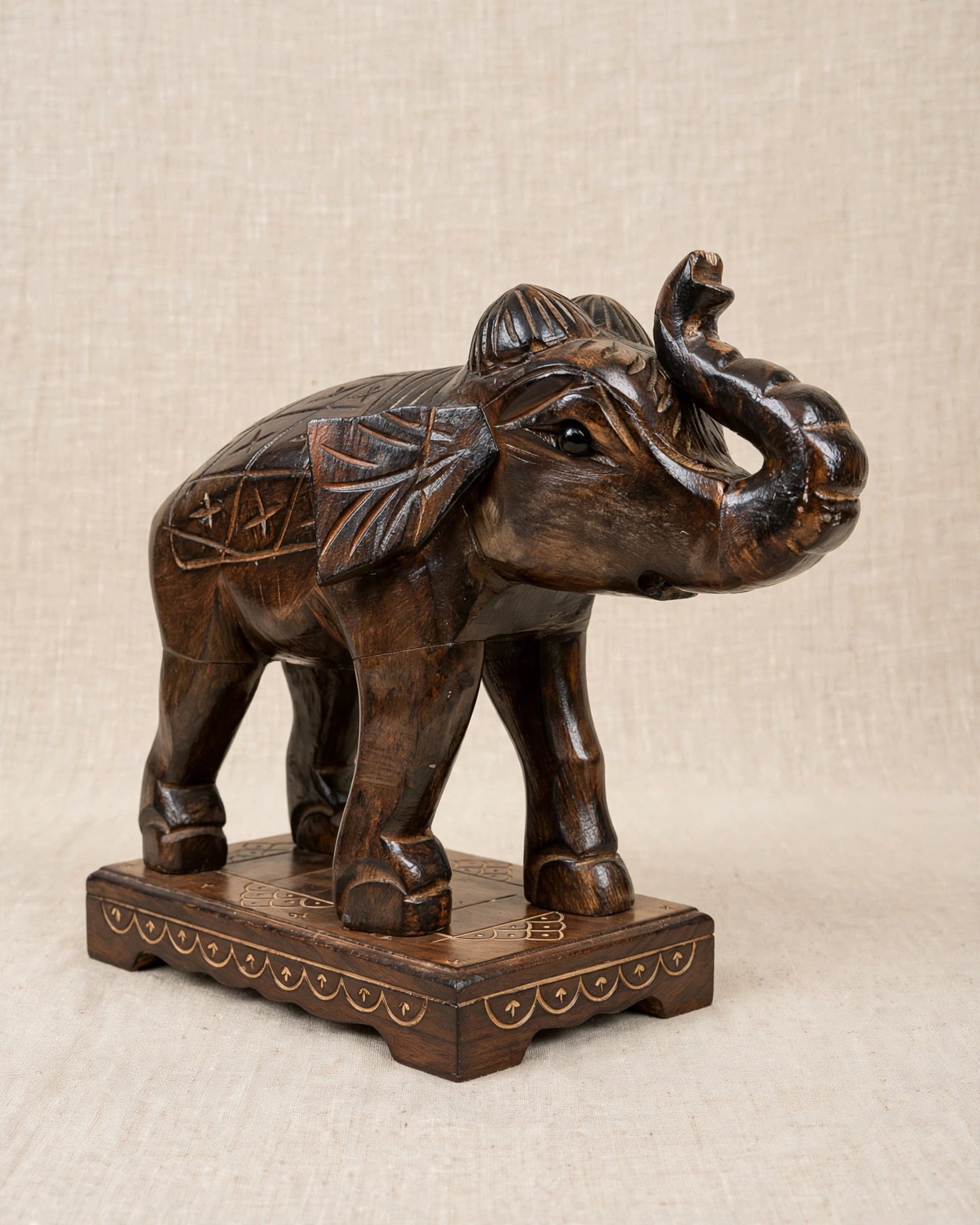 Nishaara's Hand-Carved Lucky Elephant – Trunk Up Prosperity Decor