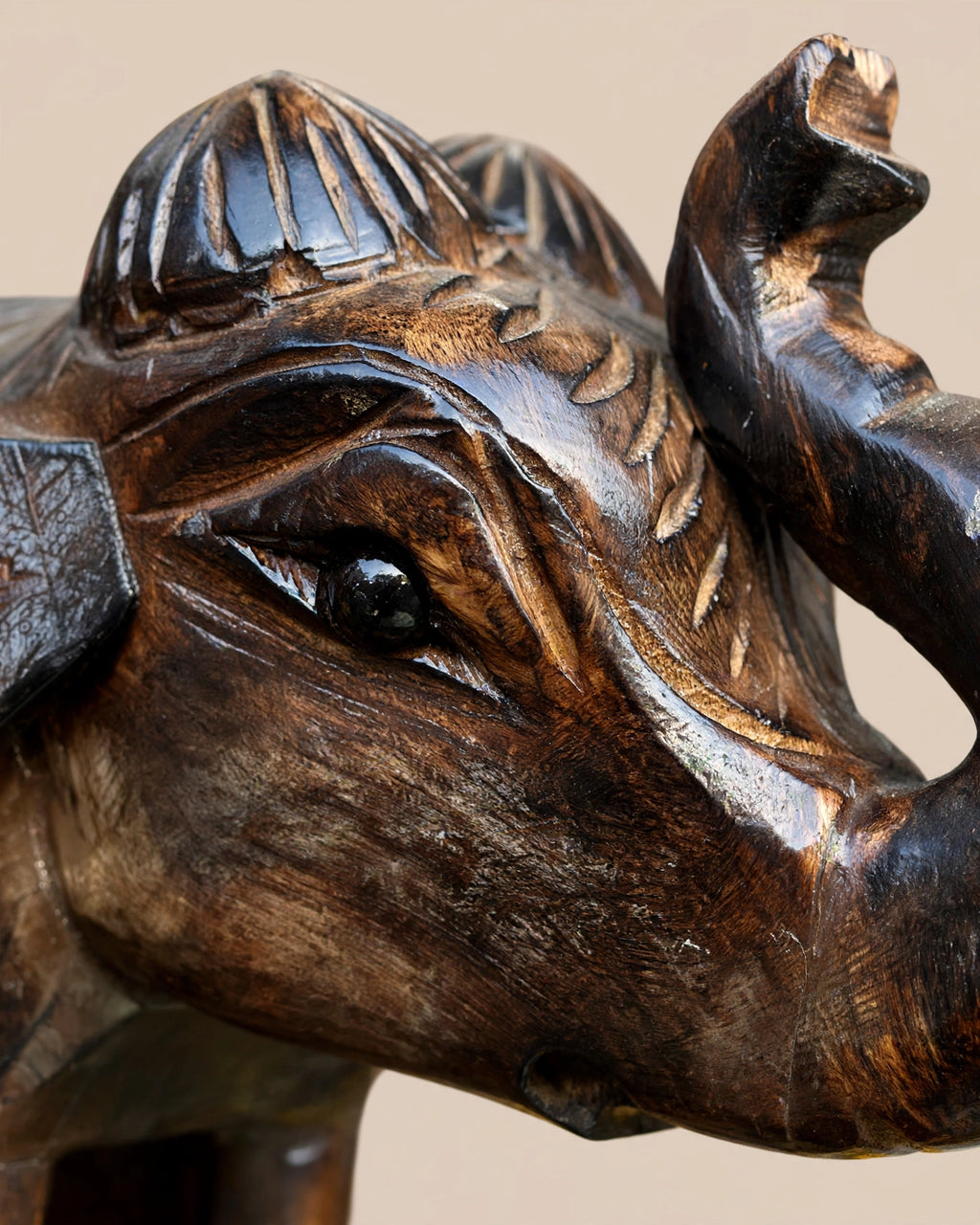 Nishaara's Hand-Carved Lucky Elephant – Trunk Up Prosperity Decor